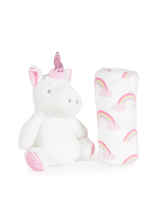 Cangaroo Κουβέρτα Αγκαλιάς & Λίκνου Unicorn Stars Fleece Ροζ 75x90εκ.