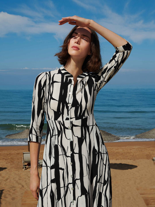 Rochii De Vară Pentru Femei Maxi Rochie-Cămașă Neagră