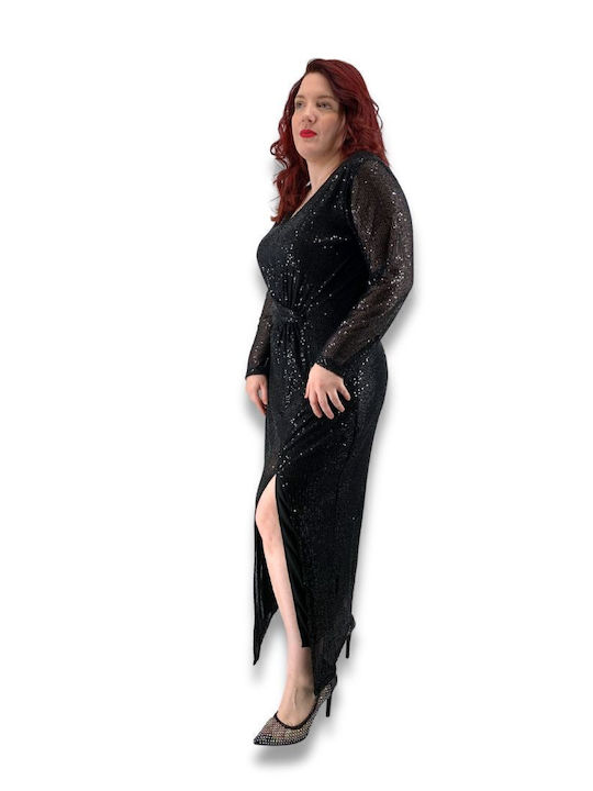 Maxi Abendkleid mit Transparenz Black