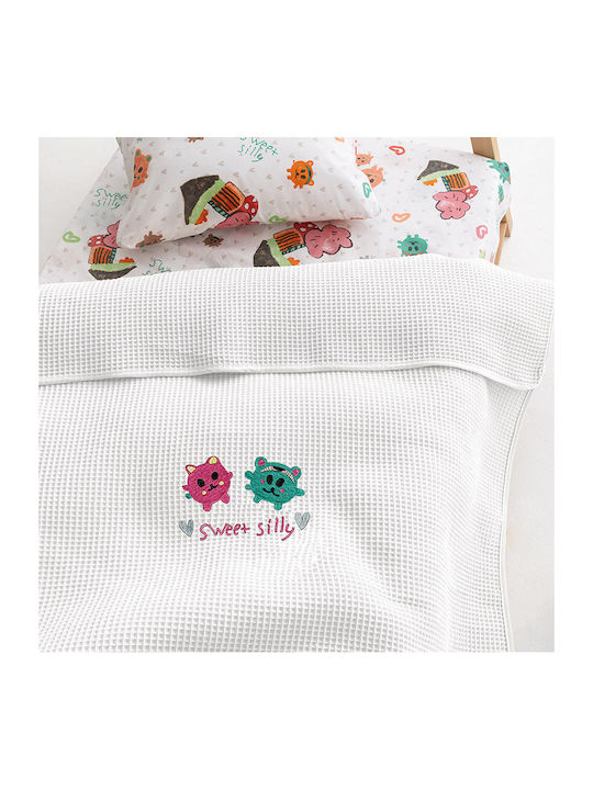 Palamaiki Blanket Nursery Swaddling Blankets Waffle White Candy 80x110cm