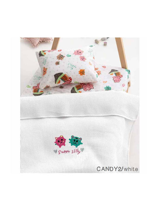 Palamaiki Blanket Nursery Swaddling Blankets Waffle White Candy 80x110cm
