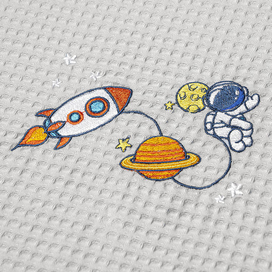 Adam Home Κουβέρτα Αγκαλιάς & Λίκνου Space Πικέ Γκρι 80x110εκ.