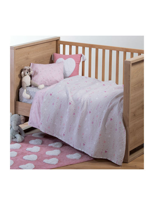Nef-Nef Homeware Blanket Cot Hugs and Kisses Waffle Gray 110x150cm