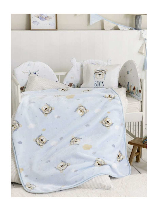 Nima Blanket Cot Boy's World Velvet Light Blue Light Blue 110x140cm