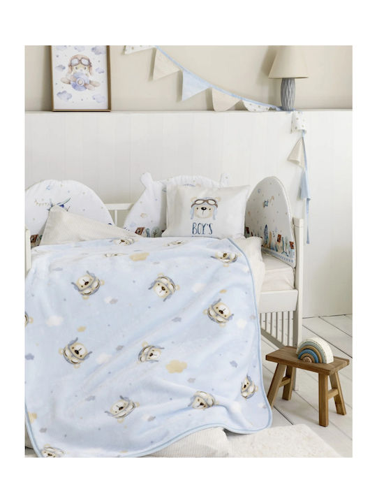 Nima Blanket Cot Boy's World Velvet Light Blue Light Blue 110x140cm