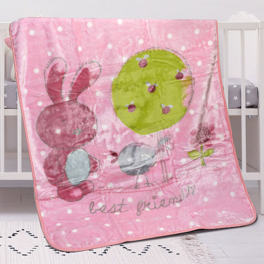 Beauty Home Blanket Cot Art 5256 Velvet Pink 110x140cm