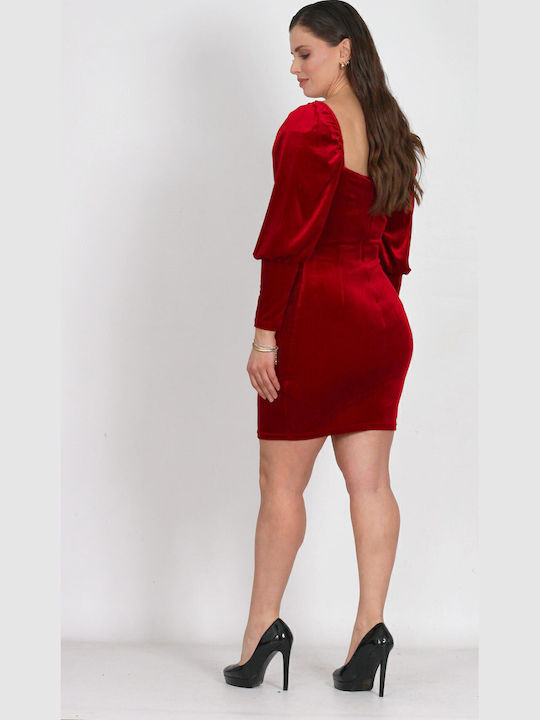 Mini Rochie de Seară din Catifea Roșie