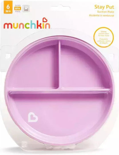 Munchkin Children's Stay Put Suction Food Plate Made of Plastic Light Purple