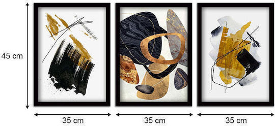 Megapap Abstract Shapes Τρίπτυχος Πίνακας Πλαστικός 35x45cm