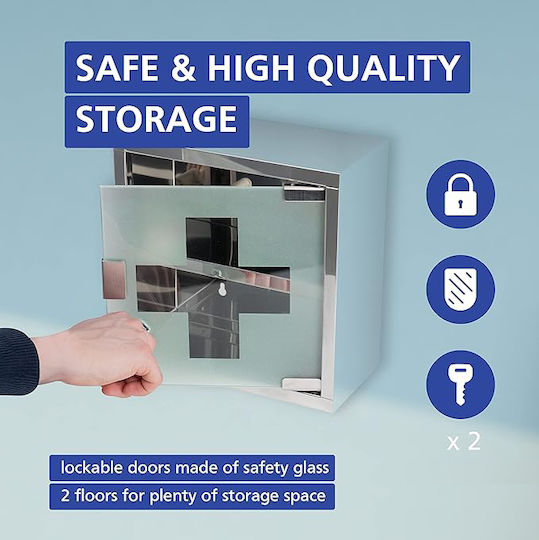 eBest Metal First Aid Cabinet Wall-Mounted with Lock