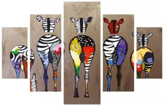 HomeMarkt Colorful Zebras Fünffach Gemälde Hölzernes 56x92cm