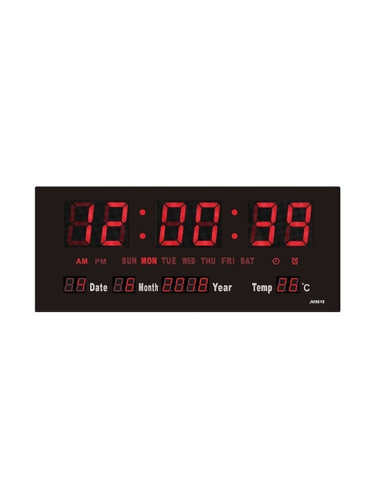 Digital Wall Clock Plastic Black 36x15cm