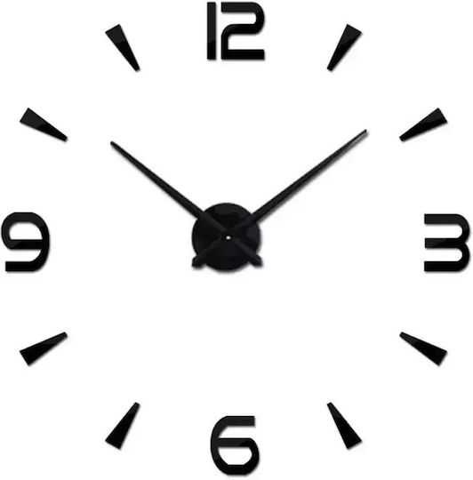 Etoile 3D Wanduhr Aufkleber Kunststoff Schwarz Ø68cm