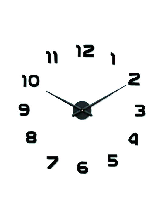 Numbers Do It Yourself Black 3D Ρολόι Τοίχου Αυτοκόλλητο Πλαστικό Μαύρο Ø70cm
