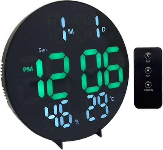 Digitale Kunststoff Wanduhr Schwarz 26x3.5cm