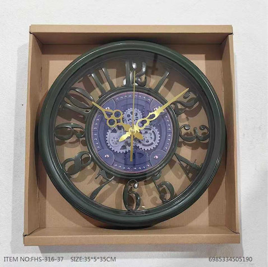 Antique Wall Clock Plastic Green Ø35cm