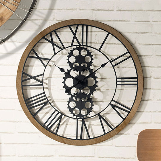 Antique Wall Clock Metallic Black Ø70cm