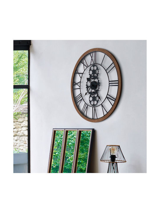 Antique Wall Clock Metallic Black Ø70cm