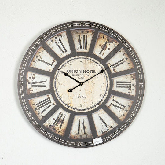 Wall Clock Wooden Ecru 58.2x4.3cm