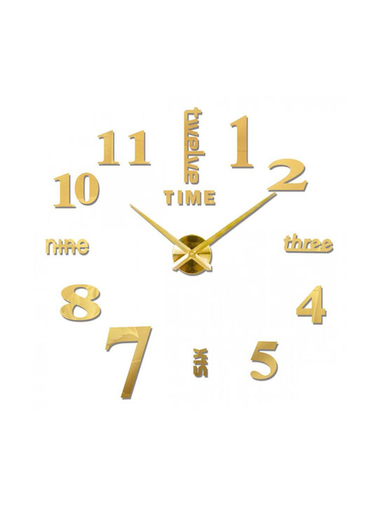 Factory 3D Wanduhr Aufkleber Metallisch Gold Ø40cm