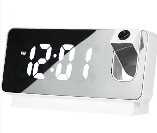Led Wanduhr Spiegel Weiß 18.6x9.3cm