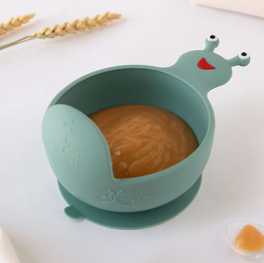 Kiokids Kiokids Baby Food Bowl Snail Made of Silicone Green