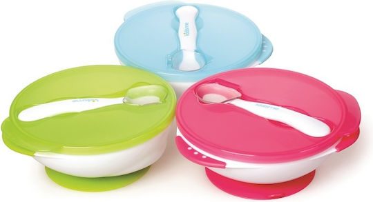 Kidsme Suction Bowl with Ideal Temperature Feeding Spoon Set Lime