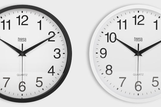 Teesa Wanduhr Kunststoff Schwarz Ø25cm