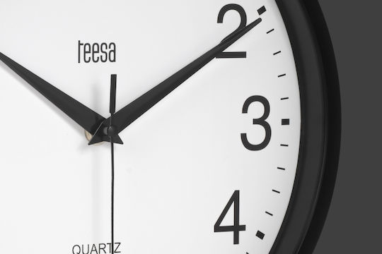 Teesa Wanduhr Kunststoff Schwarz Ø25cm