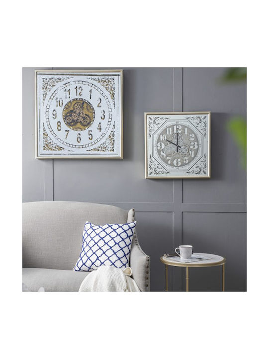 Artekko Antique Wall Clock Metallic White 60x60cm