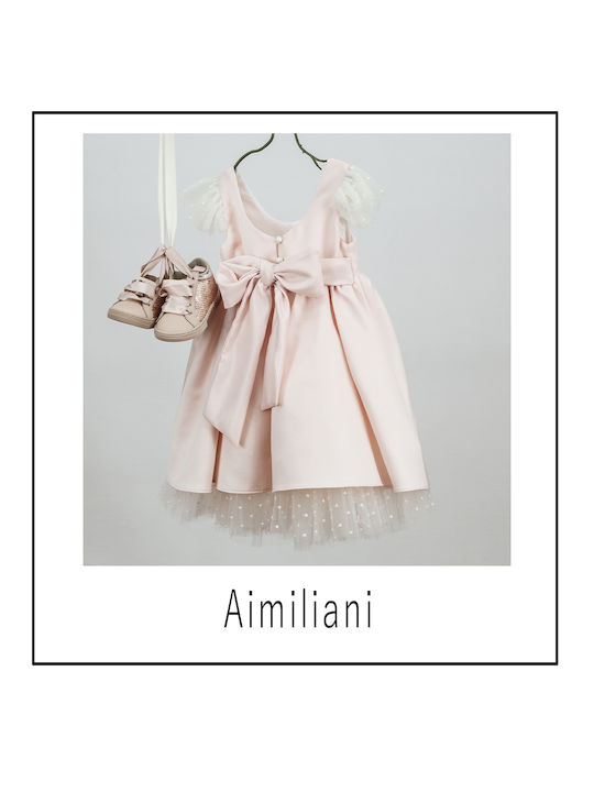 Bambolino Aimiliani Roz Set de Haine de Botez cu Accesorii pentru păr & Rochie 2buc