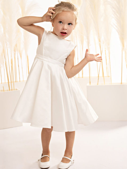 Baby Bloom Λευκό Φόρεμα Βάπτισης