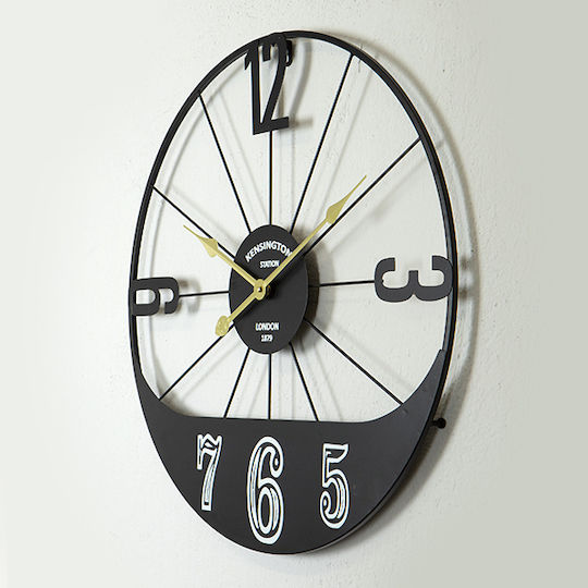 Wanduhr Metallisch Schwarz Ø60cm Wanduhr Metallisch Schwarz Ø60cm