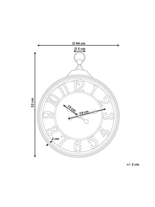 Beliani Wanduhr Schwarz Ø44cm