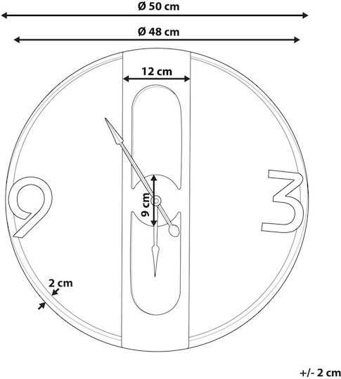 Beliani Ceas de Perete Lemn Auriu Ø50cm