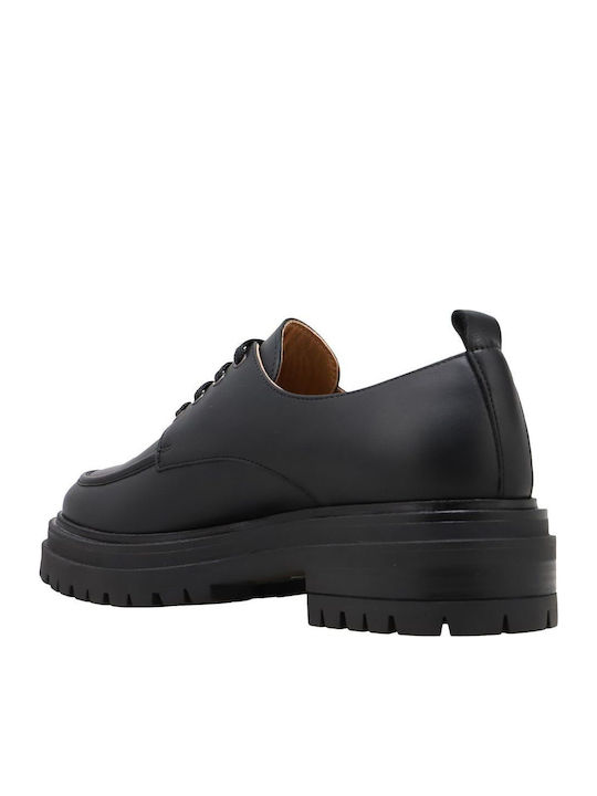 Δερμάτινα Γυναικεία Oxfords σε Μαύρο Χρώμα