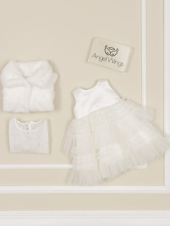 Angel Wings Ecru Taufmantel aus Pelz