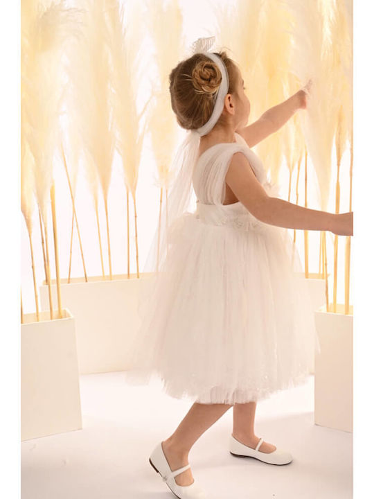 Baby Bloom Alb Rochie de Botez din Dantelă