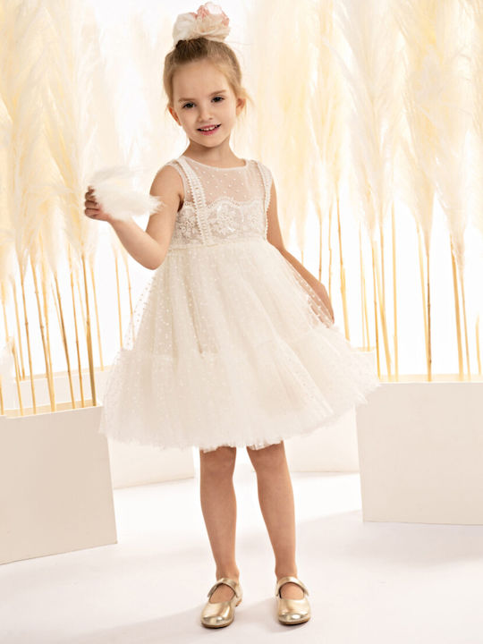 Baby Bloom White Baptism Dress made of Tulle