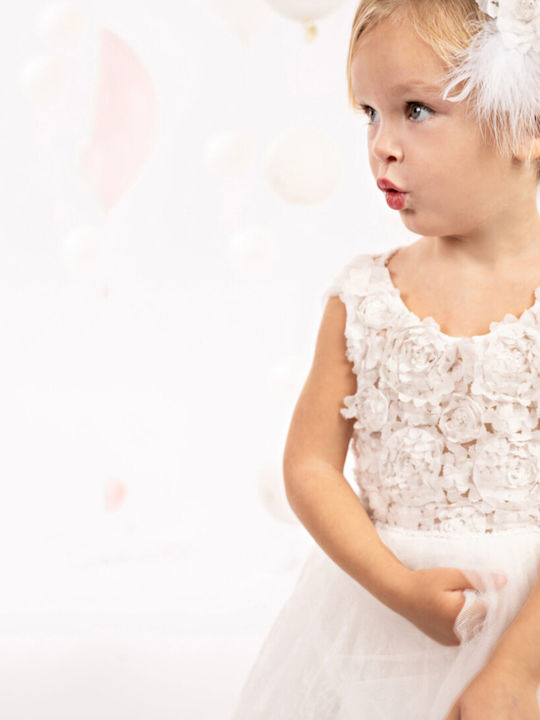Baby Bloom Alb Rochie de Botez din Tulle