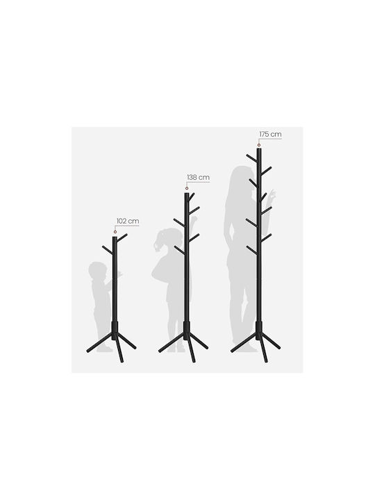 Vasagle Wooden Coat Rack Black 47x47x175cm