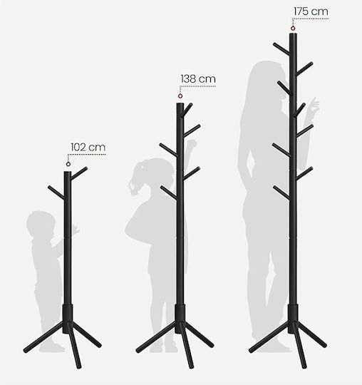 Vasagle Wooden Coat Rack Black 47x47x175cm