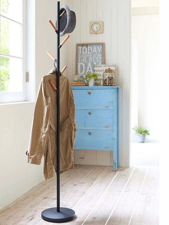 Yamazaki Metallic Coat Rack Black 28x28x177cm