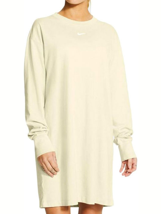 SPORTSWEAR ESSENTIAL Mini Αθλητικό Φόρεμα Μακρυμάνικο Λευκό
