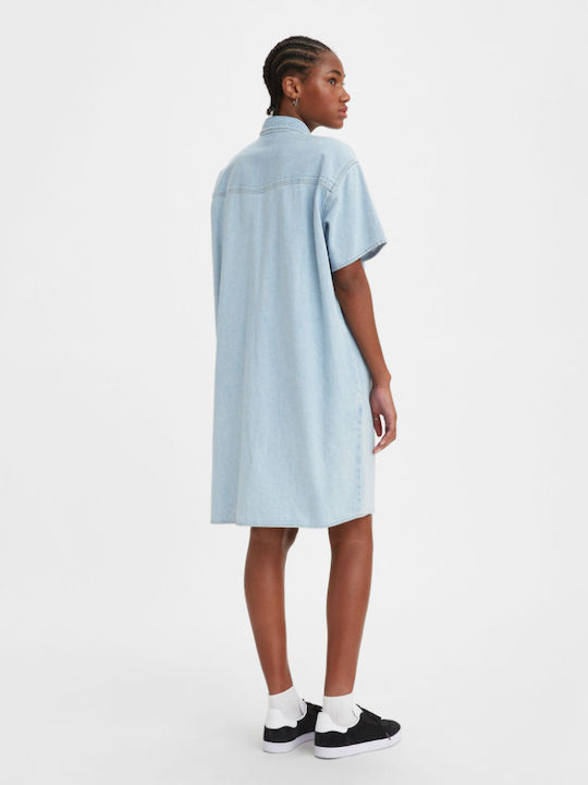 Western Καλοκαιρινό Mini Σεμιζιέ Φόρεμα Τζιν Indigo