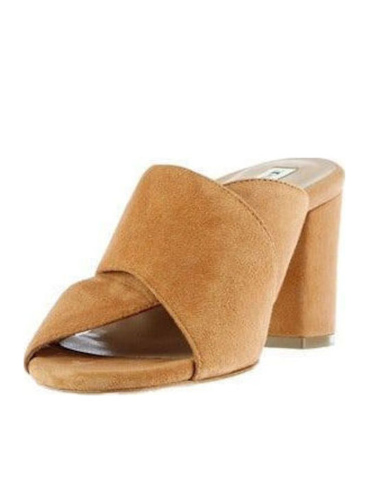 Piele Mule cu Toc în Culoare Bej