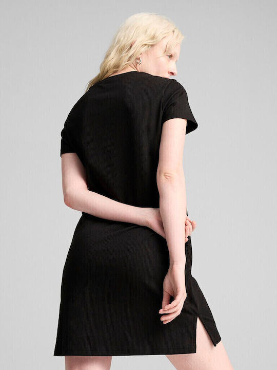 Summer Mini Athletic T-Shirt Short Sleeve Black Dress