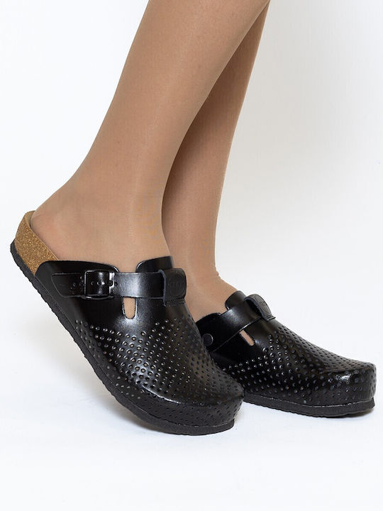Leon Med 4250 Femei Din piele Anatomici Saboti Negre