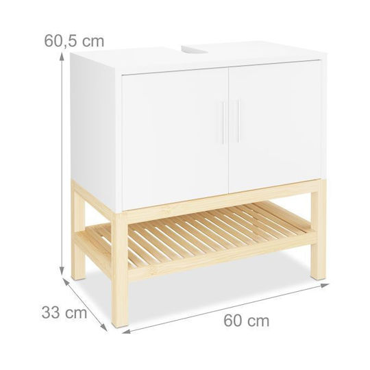 Relaxdays Countertop with Sink L60.5xW60xH33cm Natural