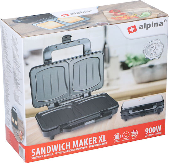 Alpina Appliances Τοστιέρα για 2 Τοστ 900W Μαύρη